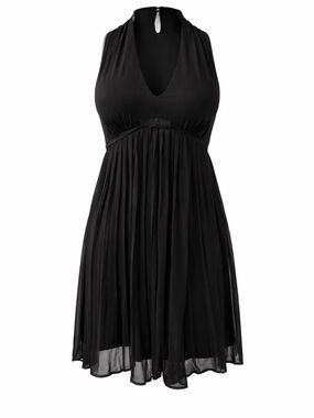 H&M Black Pleated Halter Dress NWT Size 2 Elegant Mini